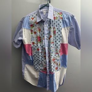 Comme des Garcons Shirt White flower Pattern Cotton Long Sleeve